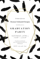 Black brush strokes - Graduation Party Invitation